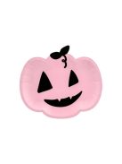 Rózsaszín Tök Formájú Parti Tányér Halloween-re - 25 cm, 6 db-os