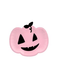   Rózsaszín Tök Formájú Parti Tányér Halloween-re - 25 cm, 6 db-os