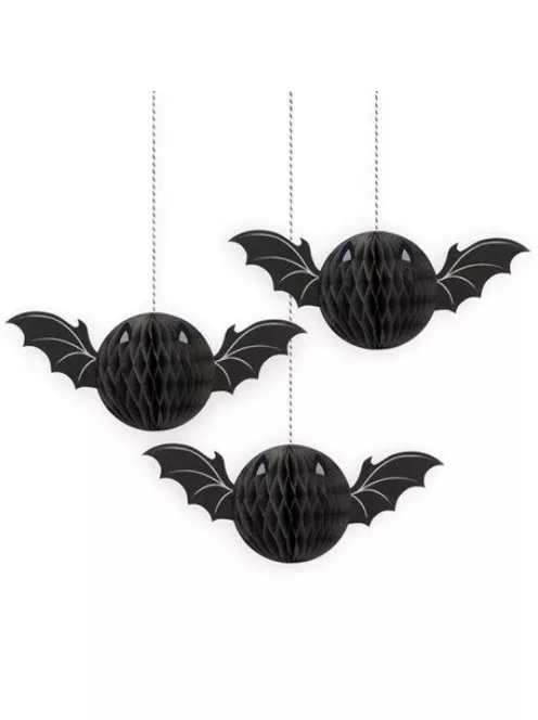 Fekete Denevér Függõ Méhsejt Dekoráció, 3 db-os