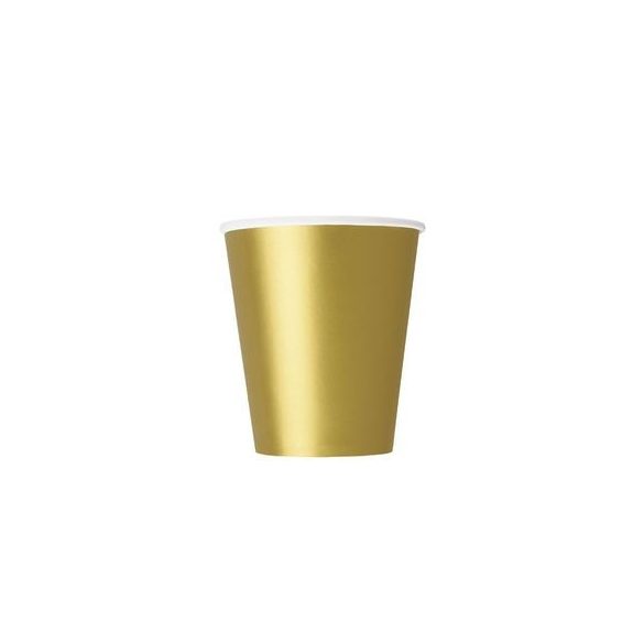 Gold Papír Parti Pohár - 270 ml, 8 db-os