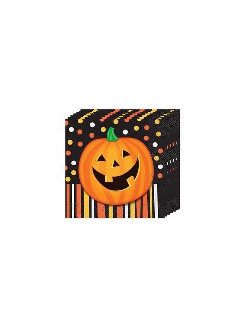 Mosolygó Tök Halloween Parti Szalvéta - 33 cm x 33 cm, 16 db-os