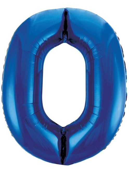 0-ás Kék Számos Héliumos Fólia Lufi, 86 cm