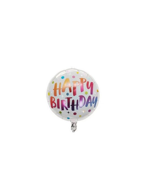 Happy Birthday Színes Pöttyös Héliumos Szülinapi Fólia Lufi