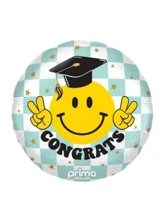   Congrats Smile Face Grad Checker Héliumos Fólia Lufi, 46 cm