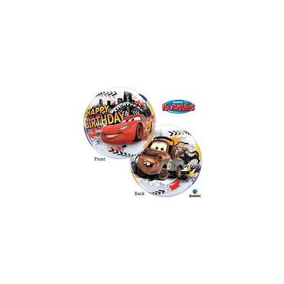 22 inch-es Disney Verdák - Cars Lightning McQuenn Birthday Szülinapi Bubbles Lufi