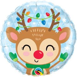   18 inch-es Rénszarvas Karácsonyfa Díszekkel - Reindeerr & Colored Lights Fólia Lufi
