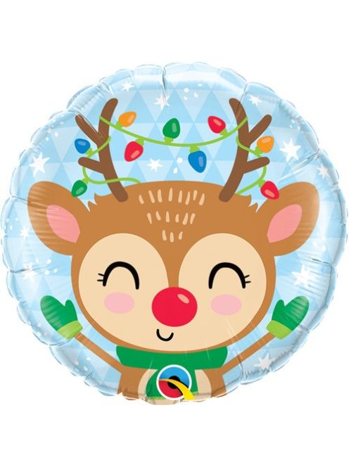 18 inch-es Rénszarvas Karácsonyfa Díszekkel - Reindeerr & Colored Lights Fólia Lufi