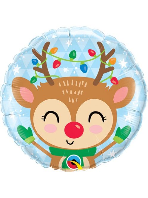 18 inch-es Rénszarvas Karácsonyfa Díszekkel - Reindeerr & Colored Lights Fólia Lufi