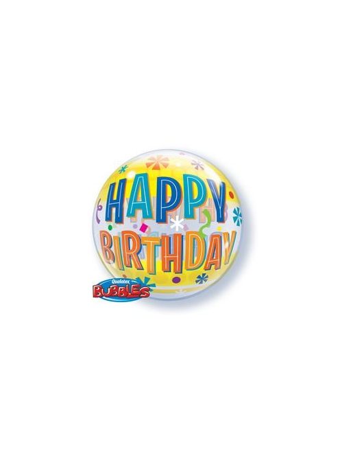 22 inch-es Birthday Fun & Yellow Bands Szülinapi Bubble Lufi
