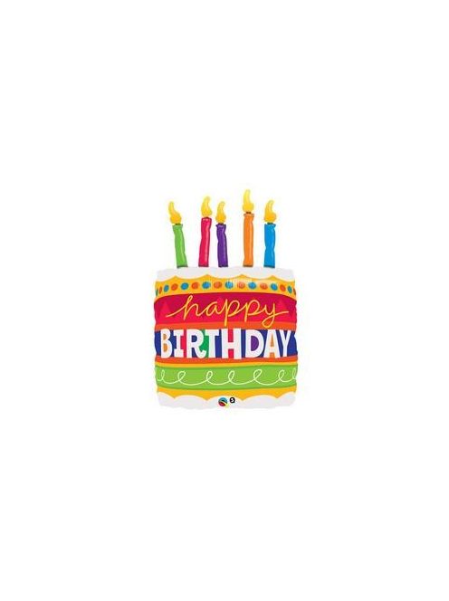 35 inch-es Birthday Cake & Candles Szülinapi Super Shape Héliumos Fólia Lufi