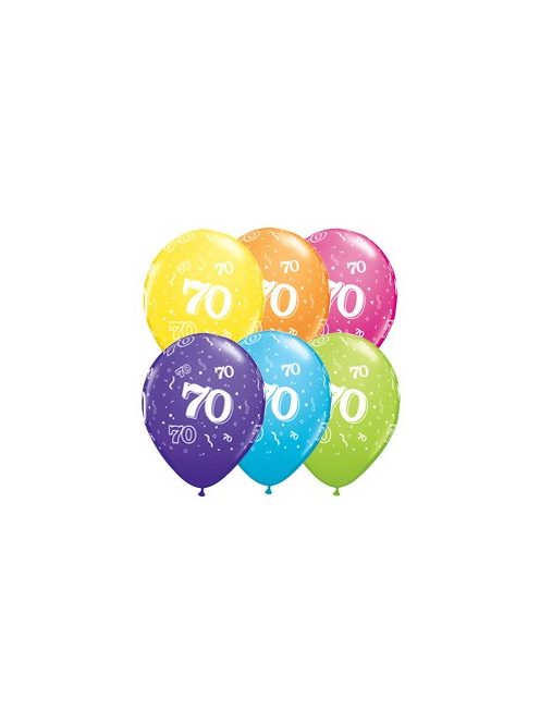 11 inch-es 70-es Szülinapi Számos Latex Lufi - Tropical (6 db/csomag)