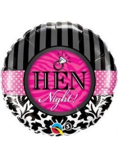   18 inch-es Hen Night! Damask & Stripes Fólia Lufi Lánybúcsúra