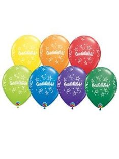   11 inch-es Gratulálok Carnival Asst. Lufi Ballagásra (6 db/csomag) q21748rp