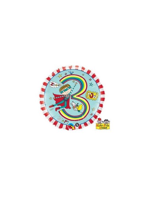 18 inch-es 3-as Számos Szuperhős Super Hero Stripes Szülinapi Fólia Lufi