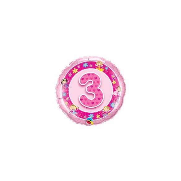18 inch-es Rózsaszín Tündérek- Age 3-as Pink Fairies Szülinapi Számos Fólia Lufi