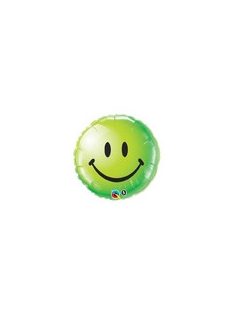   18 inch-es Zöld Mosolygós Arc - Smile Face Yellow Fólia Lufi