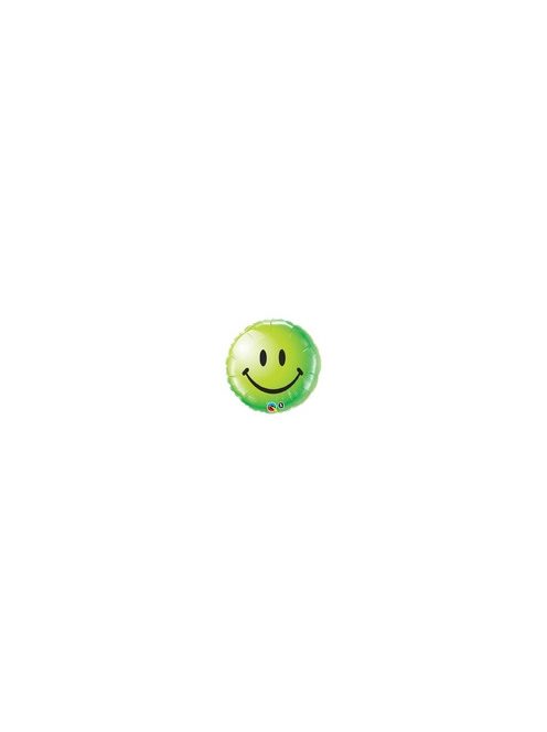 18 inch-es Zöld Mosolygós Arc - Smile Face Yellow Fólia Lufi