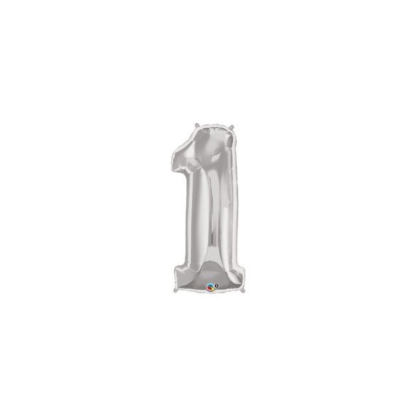 34 inch-es Number 1 Silver - Ezüst Számos Fólia Lufi