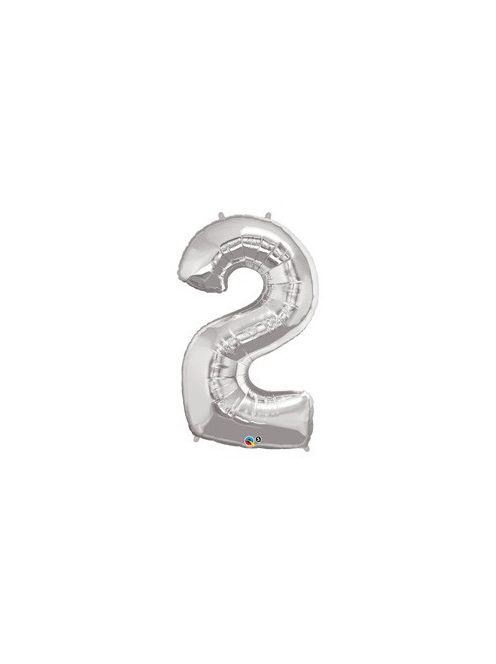 34 inch-es Number 2 Silver - Ezüst Számos Fólia Lufi 86cm