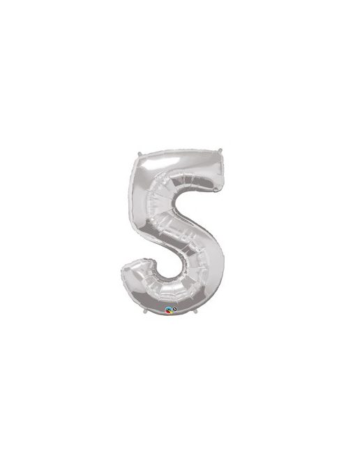 34 inch-es Number 5 Silver - Ezüst Számos Fólia Lufi