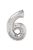 34 inch-es Number 6 Silver - Ezüst Számos Fólia Lufi