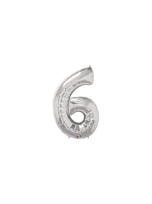 34 inch-es Number 6 Silver - Ezüst Számos Fólia Lufi