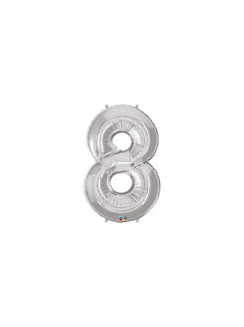 34 inch-es Number 8 Silver - Ezüst Számos Fólia Lufi