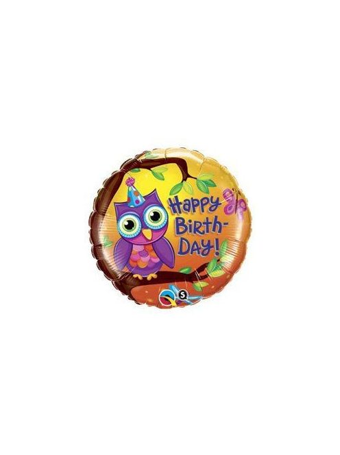18 inch-es Birthday Owl - Bagoly Szülinapi Fólia Lufi