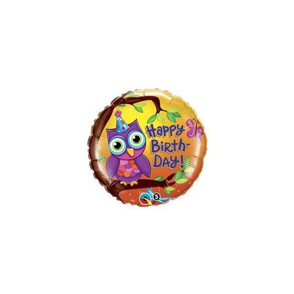 18 inch-es Birthday Owl - Bagoly Szülinapi Fólia Lufi