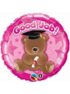 18 inch-es Good Job Bear Pink Ballagási Fólia Lufi