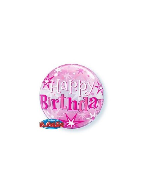 22 inch-es 21 Birthday Pink Starburst Sparkle Szülinapi Bubble Lufi