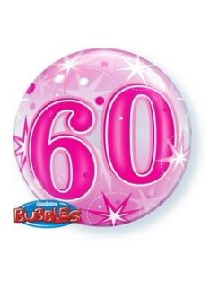   60-as Rózsaszín Szikrázó Csillag Mintás Szülinapi Buborék Lufi, 56 cm