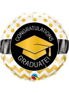 18 inch-es Graduate Gold Chevron Dots Ballagási Fólia Lufi