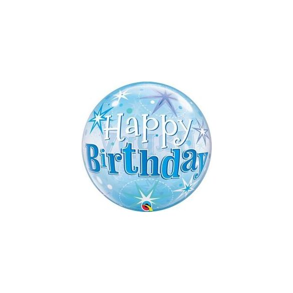 22 inch-es Birthday Blue Starburst Sparkle Szülinapi Bubble Lufi