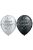 Boldog Szülinapot Silver és Black Gumi (Latex) Lufi, 6 db, 28 cm