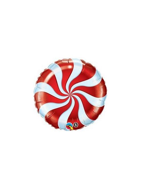 18 inch-es Nyalóka - Candy Swirl Piros Fehér Fólia Lufi