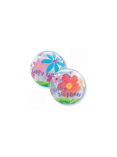 22 inch-es Birthday Funky Flowers Szülinapi Bubble Lufi