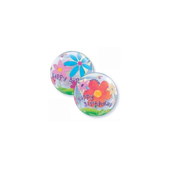 22 inch-es Birthday Funky Flowers Szülinapi Bubble Lufi