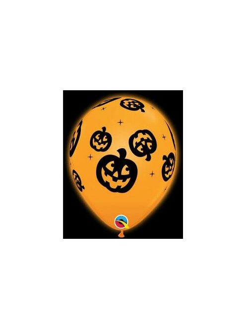 11 inch-es Q-lite LED Jack O'Lantern - Tökfej Mintás Halloween Világító Lufi (4 db/csomag)