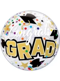   22 inch-es Congrats Grad Stars & Dots- Ballagási Bubbles Lufi