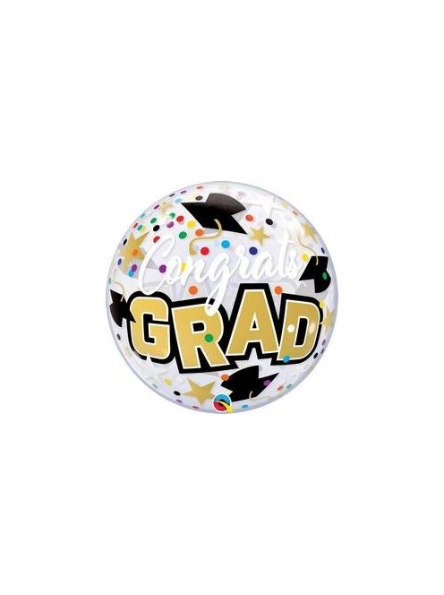 22 inch-es Congrats Grad Stars & Dots- Ballagási Bubbles Lufi