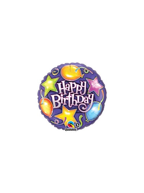 18 inch-es Csillagok, Lufik - Birthday Stars és Balloons Szülinapi Fólia Lufi