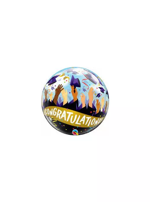 Gratulálok Ballagási Mintás Buborék Lufi, 56 cm