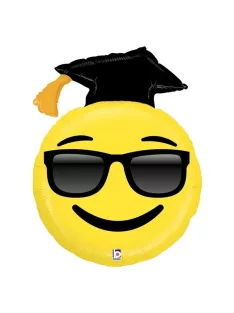 37 inch-es Emoji Smile Face Ballagási Kalapos Fólia Lufi