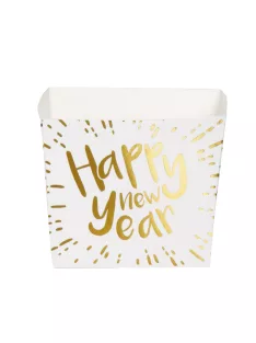 Happí New Year mintás fehér arany parti tálka