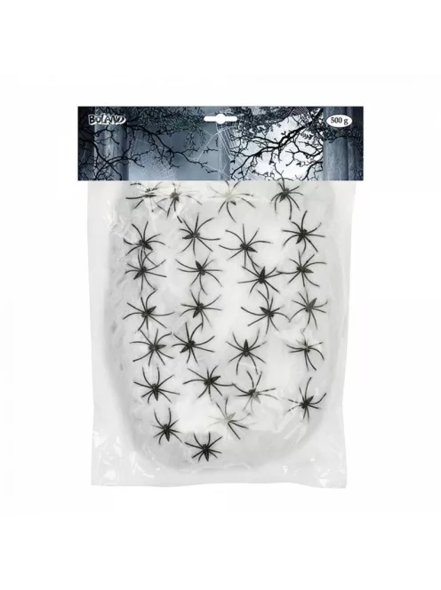 Pókháló 25 db Pókkal Halloween-ra, 500 gr-os